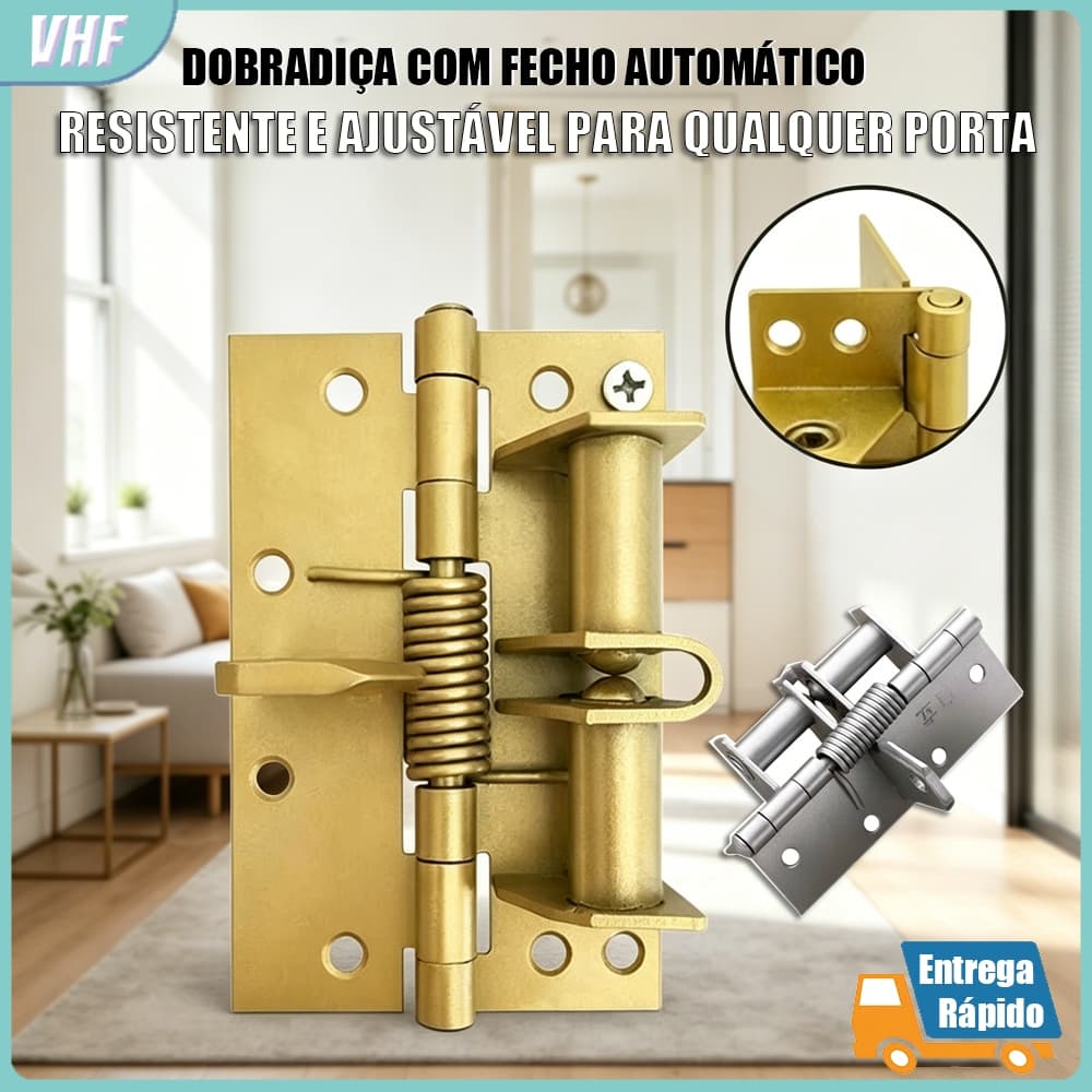 Dobradiça de Fechamento Automático 90° Com Mola Invisível Redução de Ruído para Portas e Armários