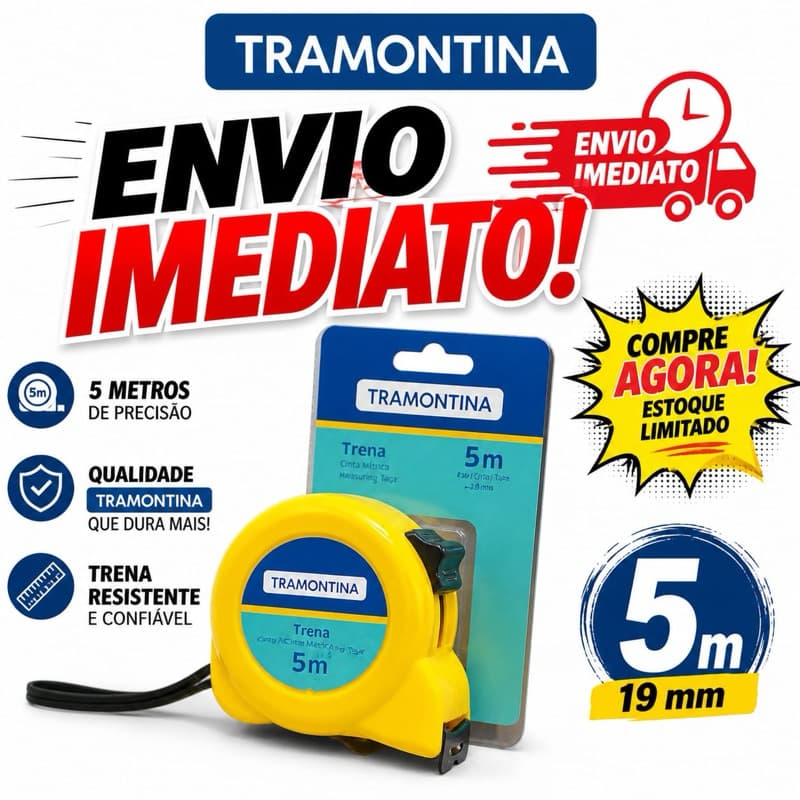 Trena Métrica 5 metros Profissional Tramontina Fita de Aço