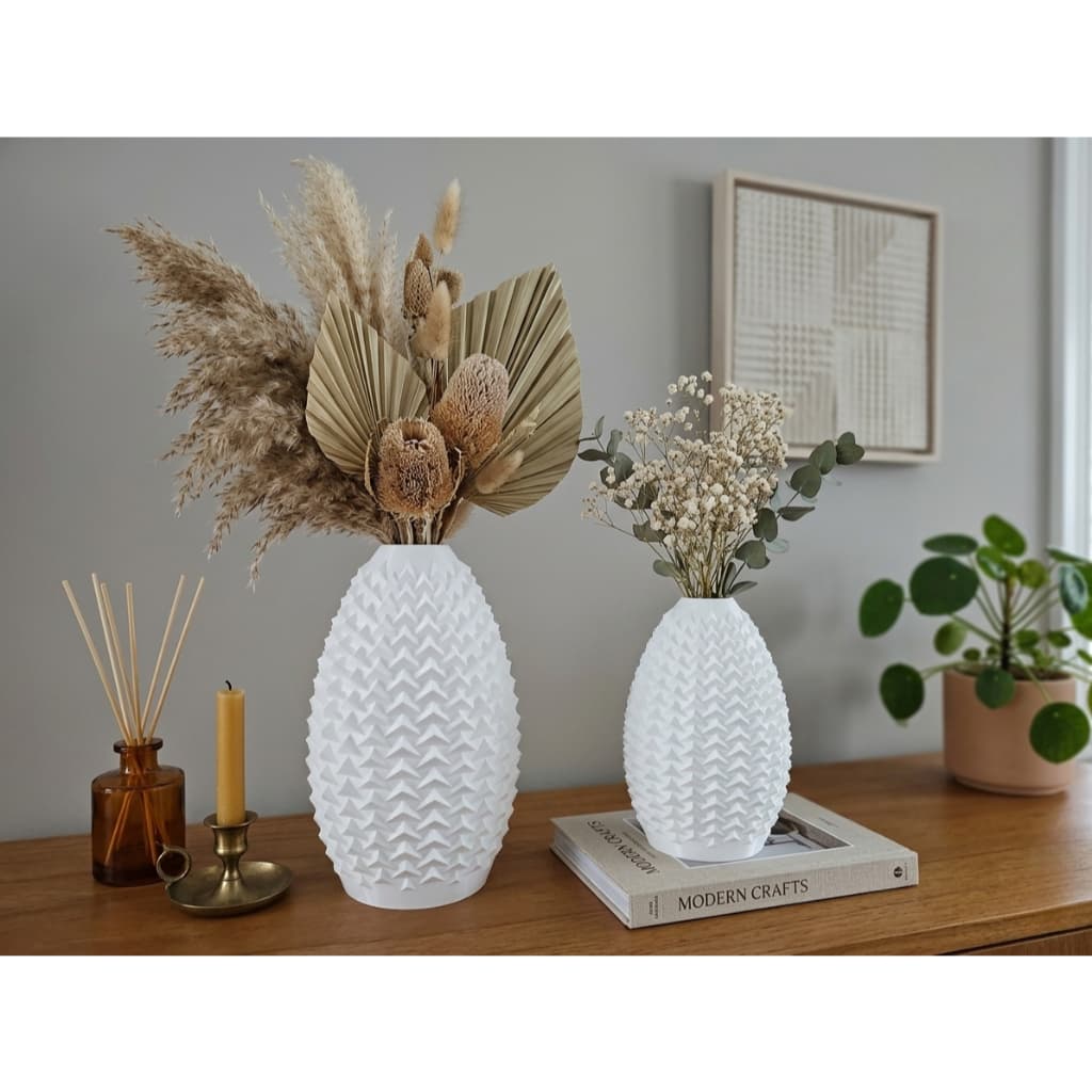 Kit 2 Vasos Decorativos Pontiagudos Impressão 3D | Decoração Moderna para Sala e Escritório