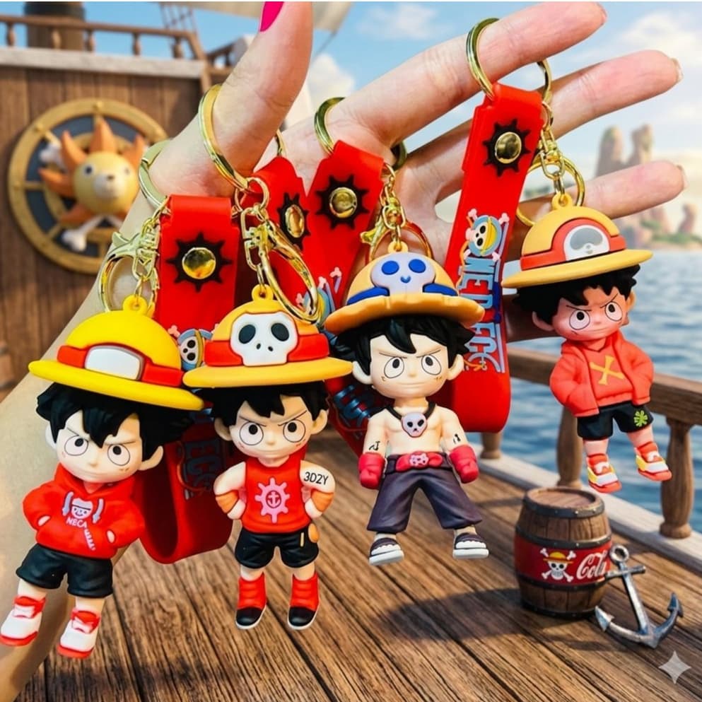 Chaveiro de Animação Emborrachado 3D One Piece Personagem Luffy Desenho Animado Anime Lembrancinha