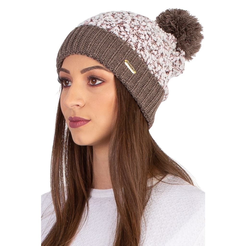 Gorro feminino de tricô inverno com pompom 60020