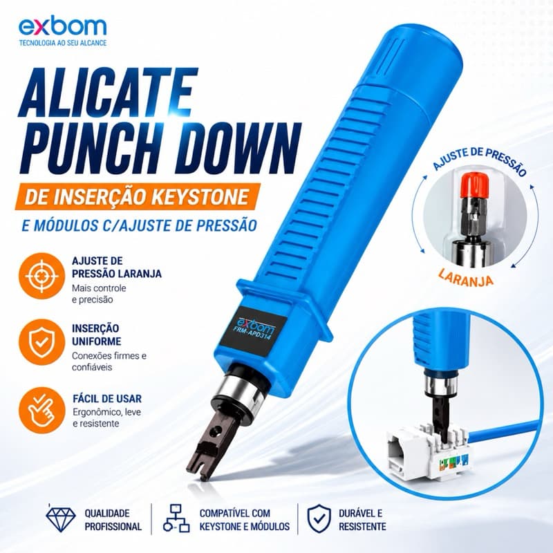 Alicate Inserção Punch Down - HT-314B: Precisão e Durabilidade com Controle de Pressão Ajustável
