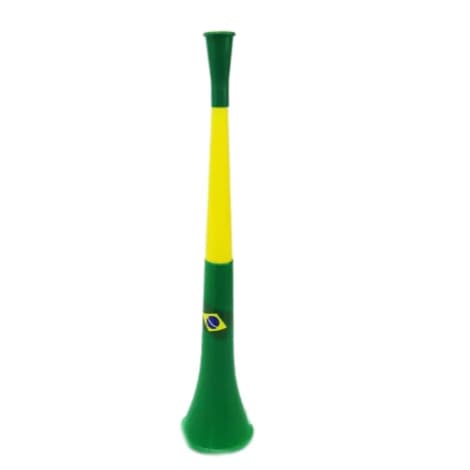 Cornetão Vulvuzela Grande 42x8cm Verde e Amarela Copa Do Mundo Futebol