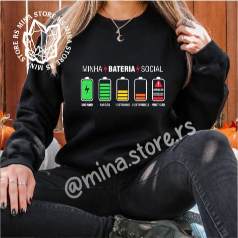 Moletom Minha Bateria Social Unissex Algodão Casual Confortável Masculino Feminino