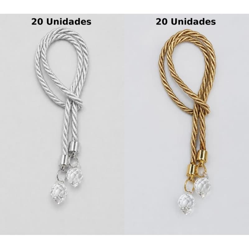 40 Enfeites Decorativos Cordão São Francisco P Vidros Aromatizador Mel e Prata