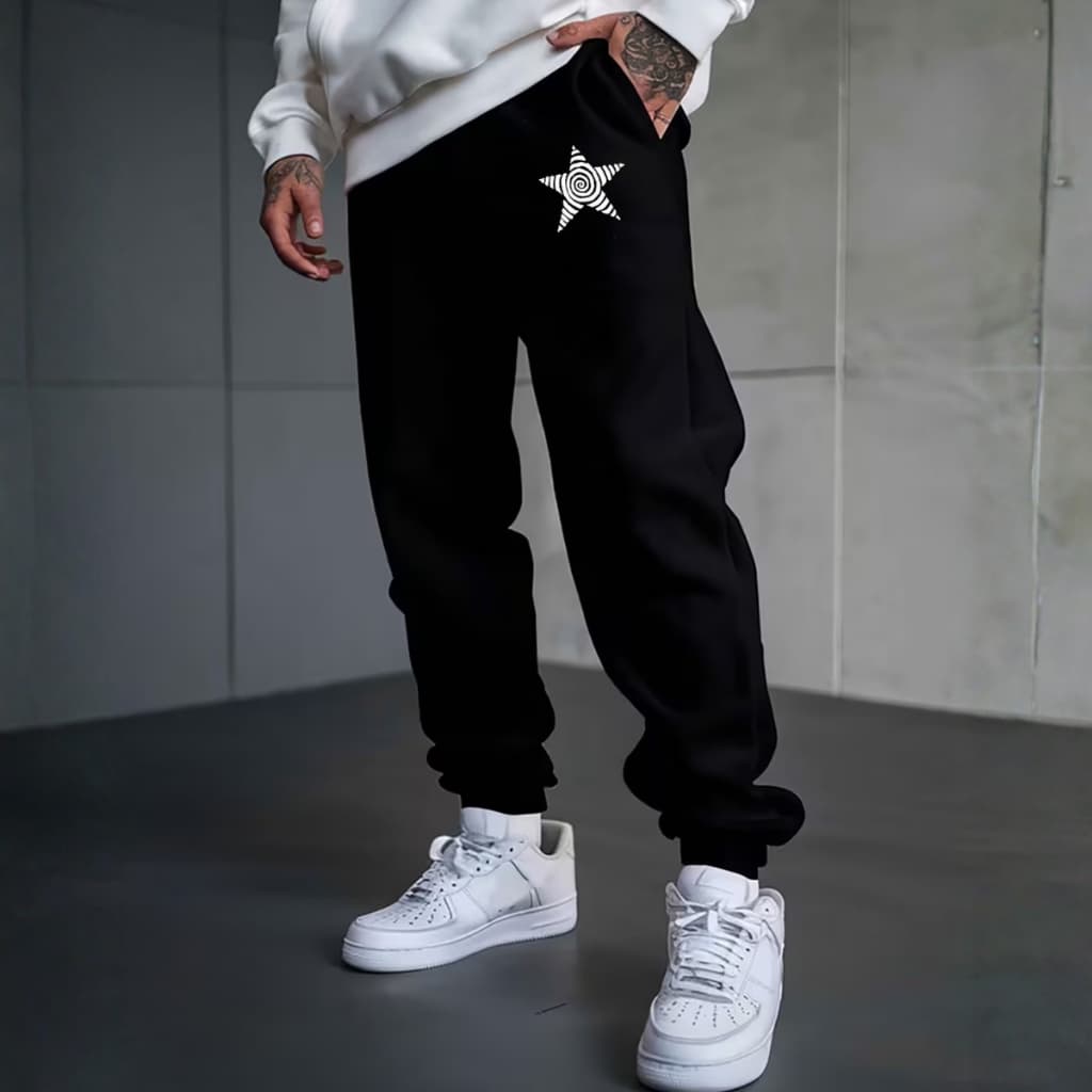 Calça Streetwear Masculina e Feminina Estrela Swag Tendência  Inverno Moda Jovem