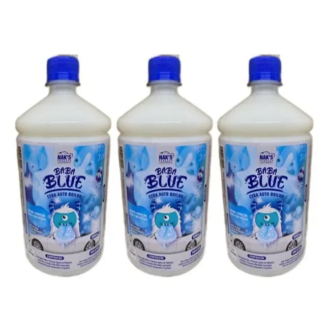3 Cera Liquida Resina Cristalizadora Baba Blue Automotiva Brilho Intenso 1Litro