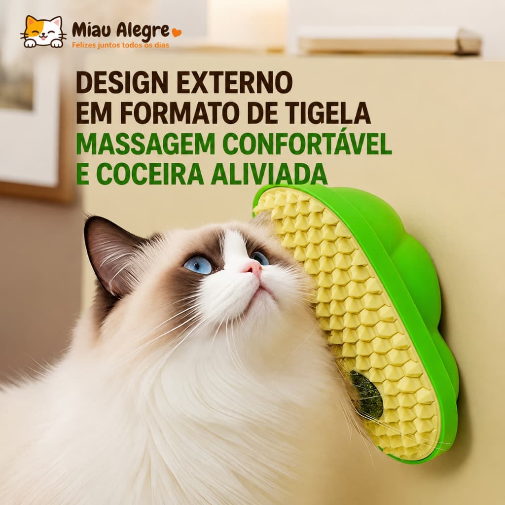 Brinquedo Coçador para Gatos Formato Ervilha Catnip incluso Massagem Autônoma Cerdas Suaves 76g