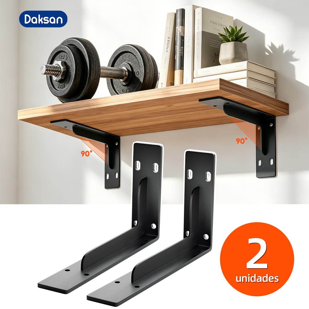 Kit 2 Suportes Mão Francesa Reforçado 39cm/24cm/30cm Aço Carbono Até 100kg