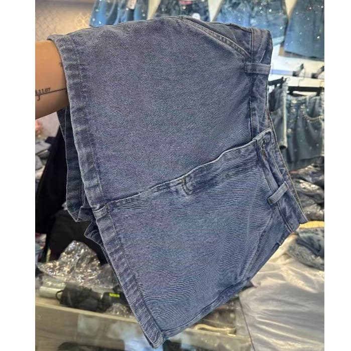 Shorts jeans short saia cintura alto atras saia jeans sem elastano 100% Algodão