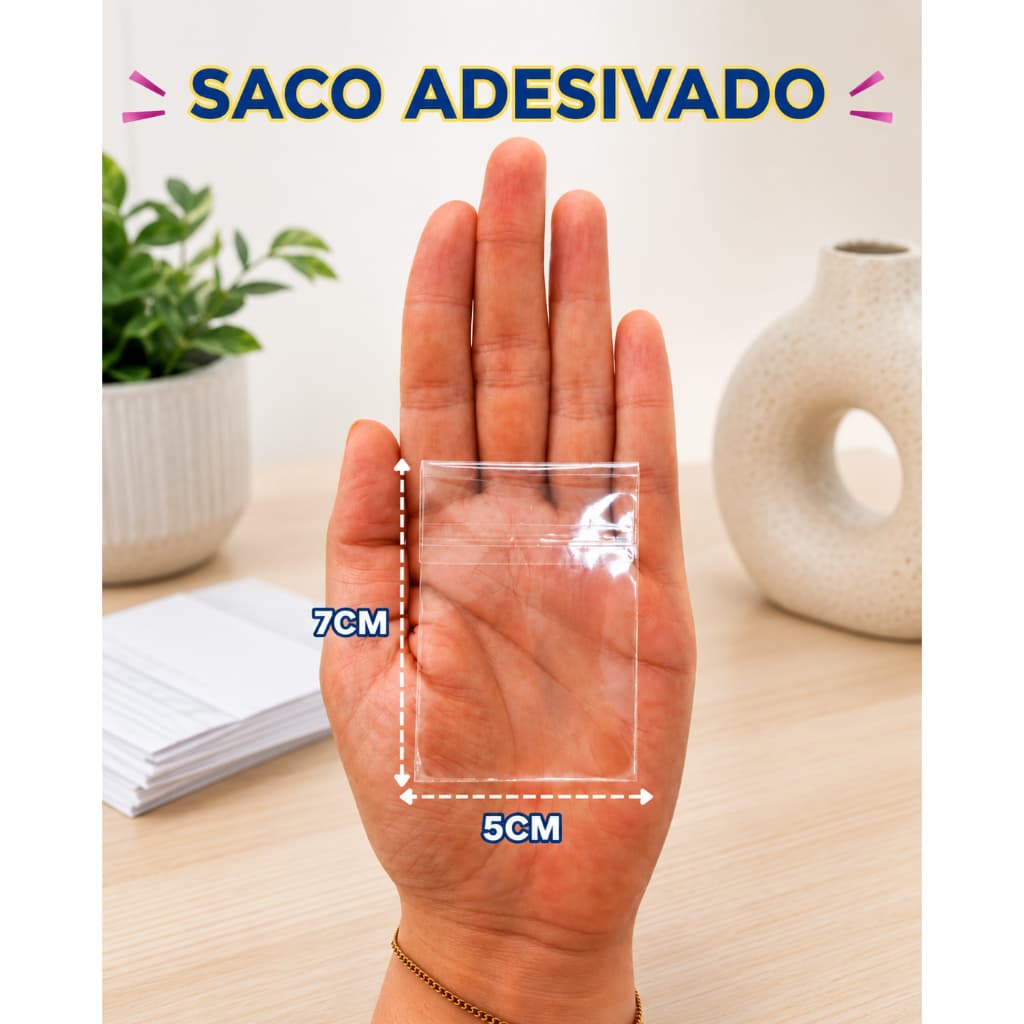 Kit 1000 unidades saco plástico adesivado 5x7cm auto adesivo para revenda bijuteria brinco acessórios