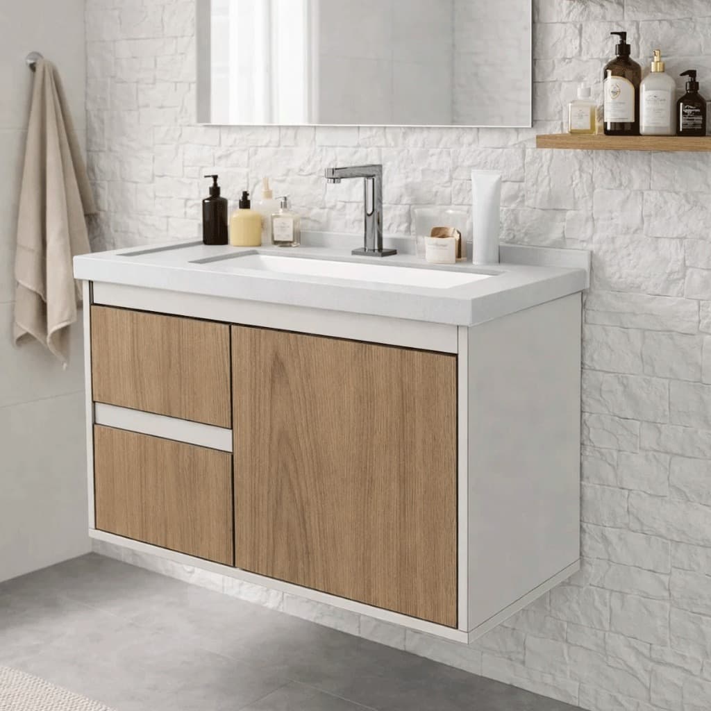 Gabinete Armario de Banheiro 100% MDF - Strato 60cm