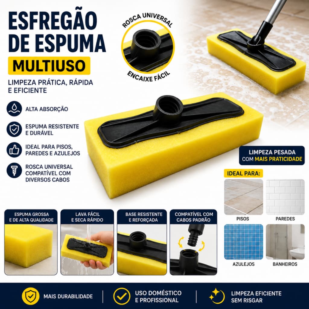 Rodo de Espuma Passa Cera Multiuso – Alta Absorção e Limpeza Profissional (25cm)