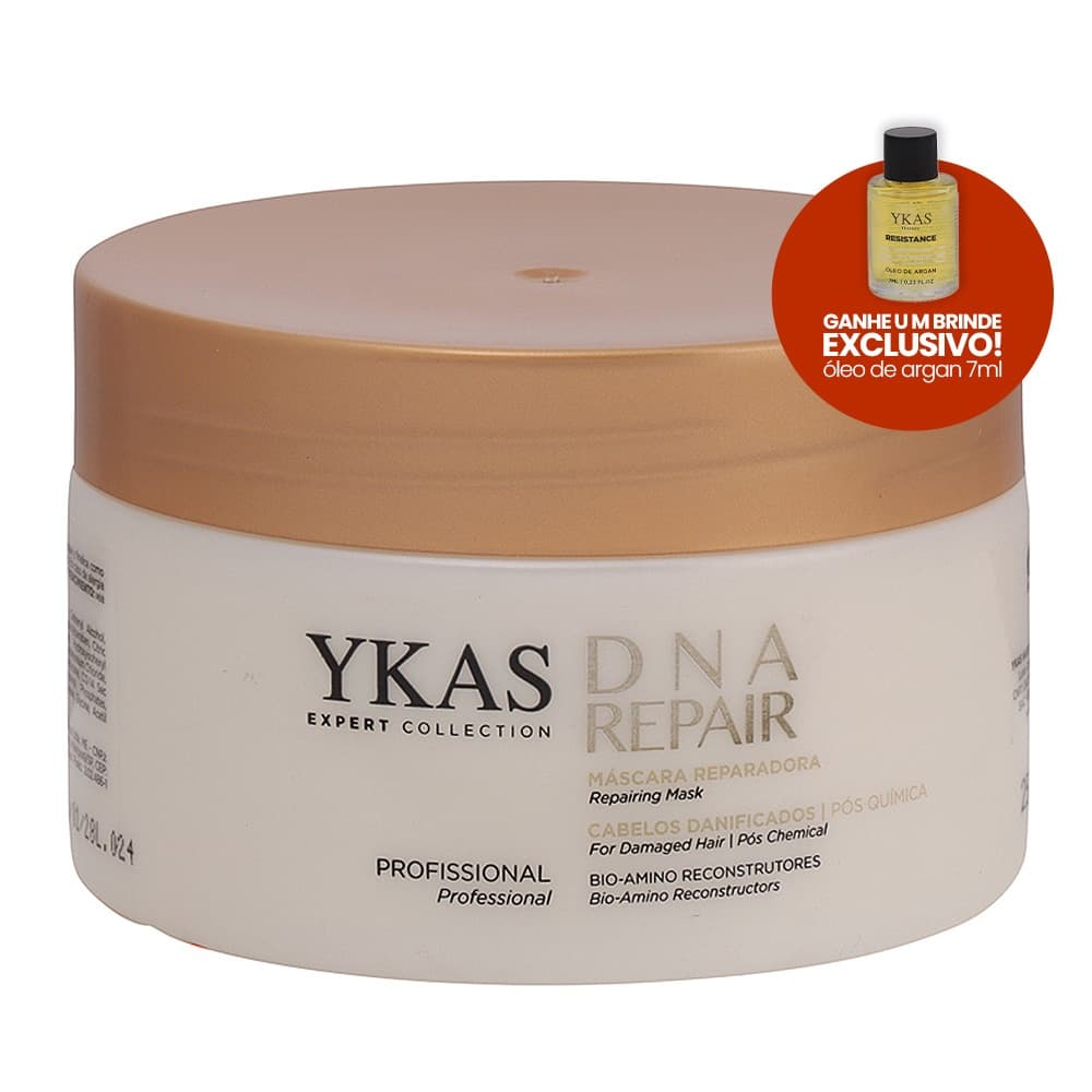 Ykas DNA Repair Máscara 250g - Reconstrução Capilar Para Cabelos Quebradicos e Danificados