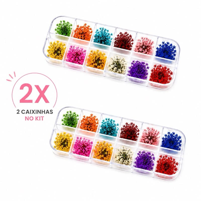 Kit 24un Flor Seca Natural para Encapsulamento de Unhas - 2 Caixas