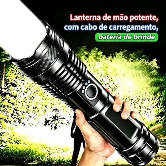 Lanterna LED mais poderosa 30000000LM forte luz táctica tocha grande luz recarregável tocha C