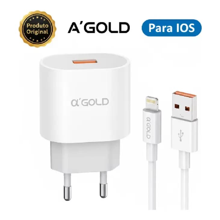 Kit Carregador iPhone Turbo  + Cabo Lightining para IPhone Carga rápida  30W PD + Cabo Incluso