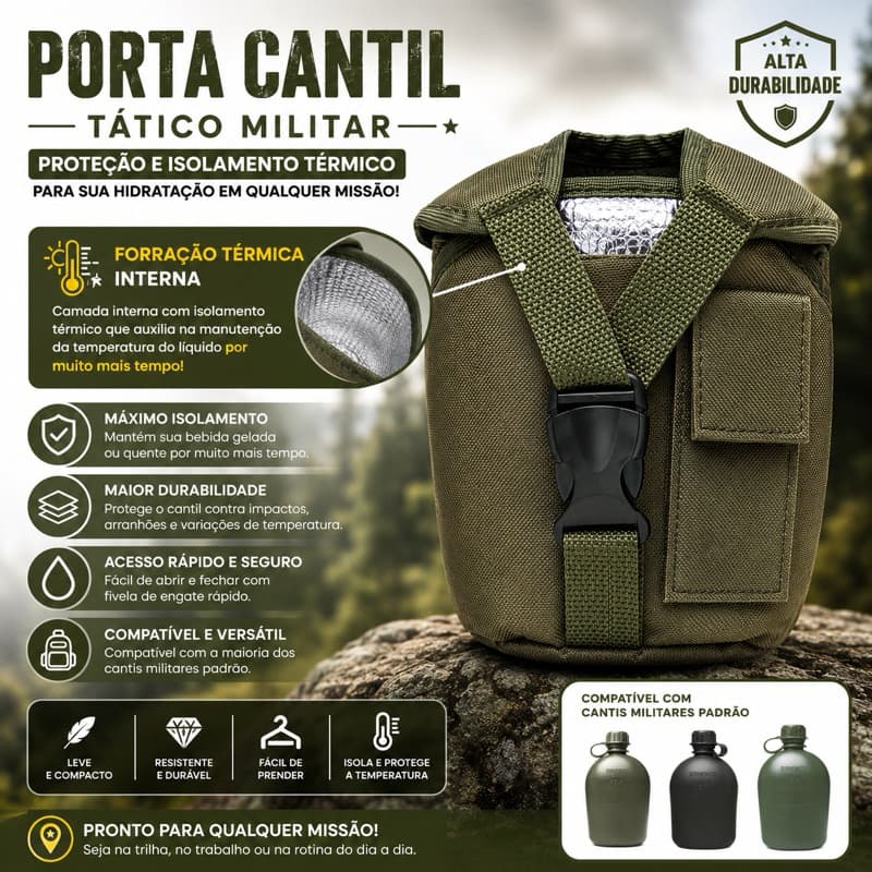 Porta Cantil com Revestimento Interno para Cantis de 900ml – Verde ou Preto
