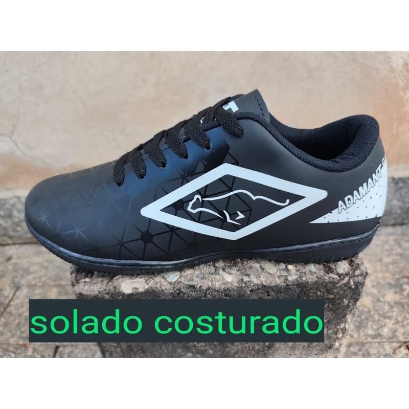 tenis chuteira futisal 09 pto/bco futibol esporte antiderrapante original
