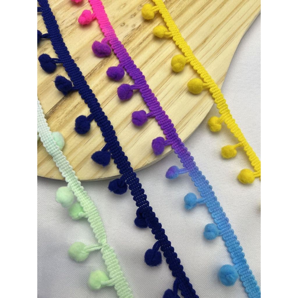 Fita Grelot Pompom 20mm Rolo com 25 Metros - Diversas cores