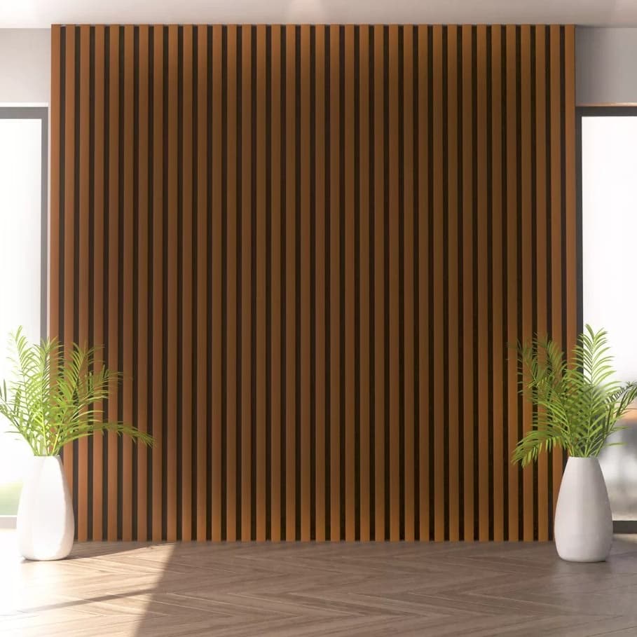 Painel Ripado PVC 96cm  x 15,5cm Marrom Madeira Luxo Revestimento Parede Interna Decor Moderna Sala