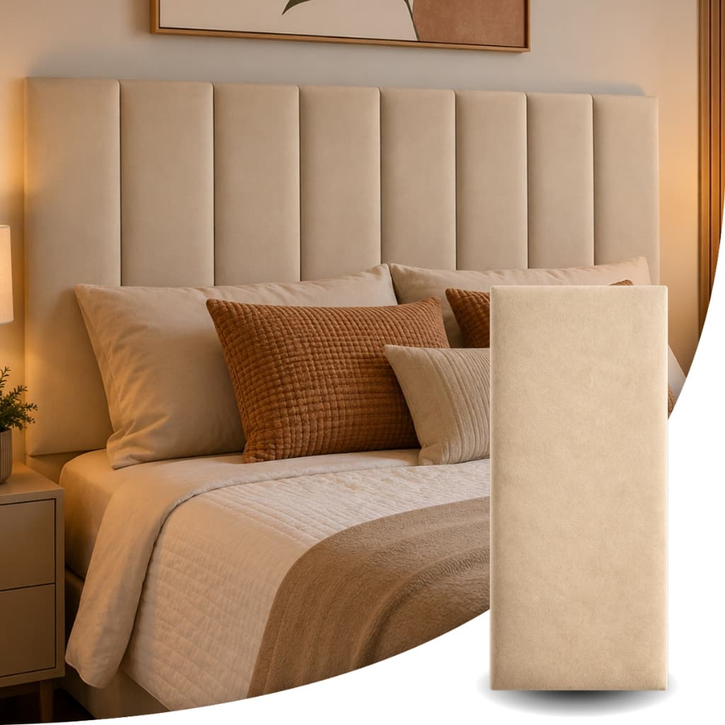 Kit até 10 Cabeceira Modulada Adesiva Estofada de Cama Solteiro Casal Queen King - Envio Imediato