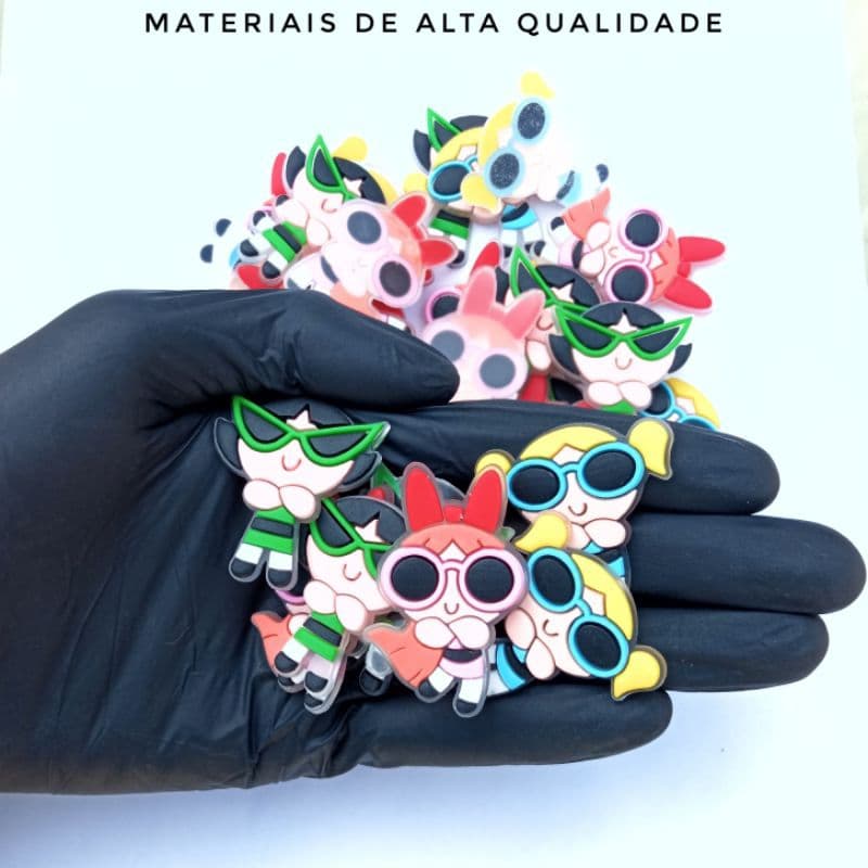 kit apliques emborrachados meninas super poderosas para laços artesanatos diy