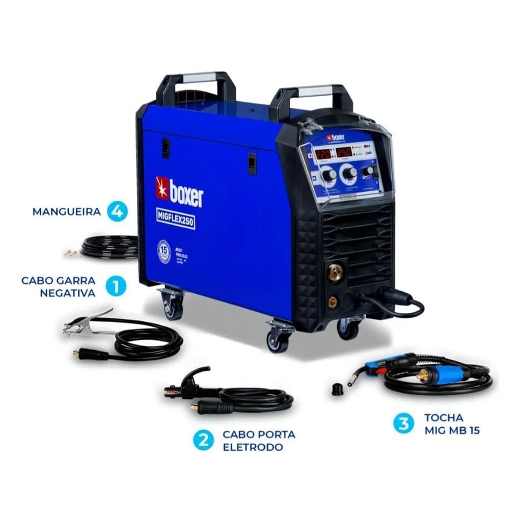 Maquina Solda Inversora Eletrodo Mig Tig Migflex 250 Boxer Cor Azul 220 V