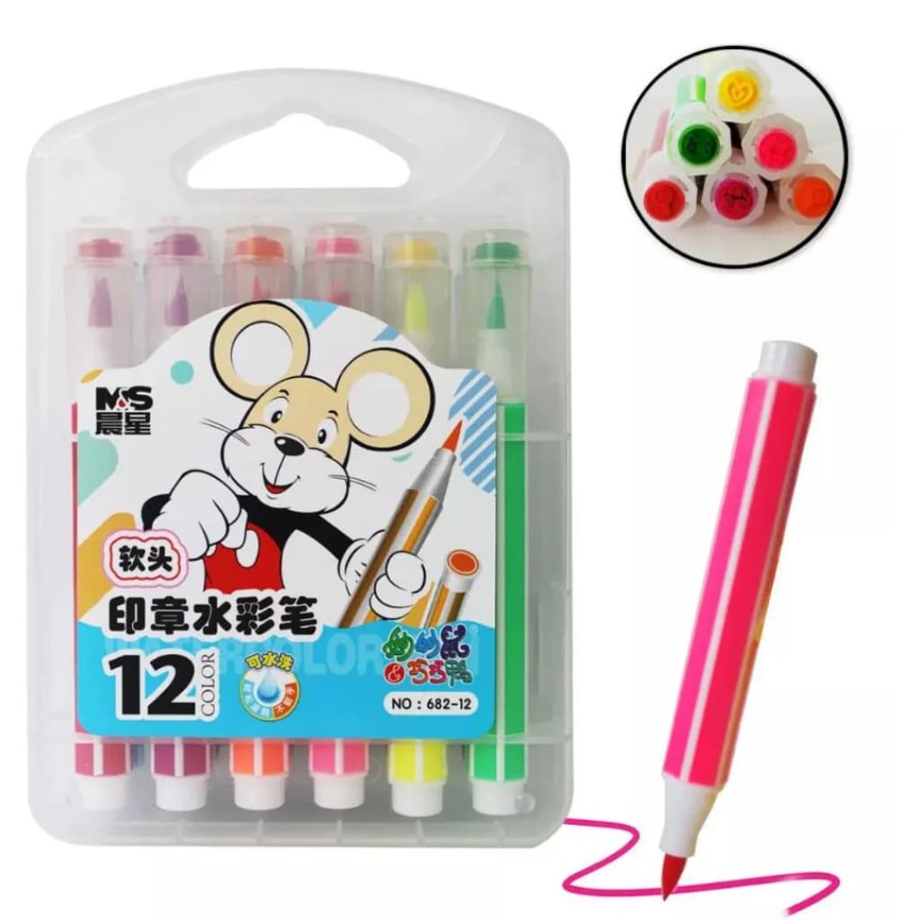 Kit 12 Canetinhas Hidrográficas Ponta Fina – Cores Vibrantes e Laváveis