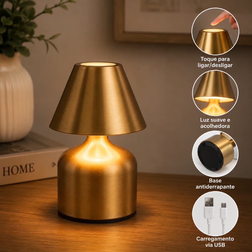 Mini Luminaria Portatil Mesa Usb Recarregavel Luz Decorativa Sortida