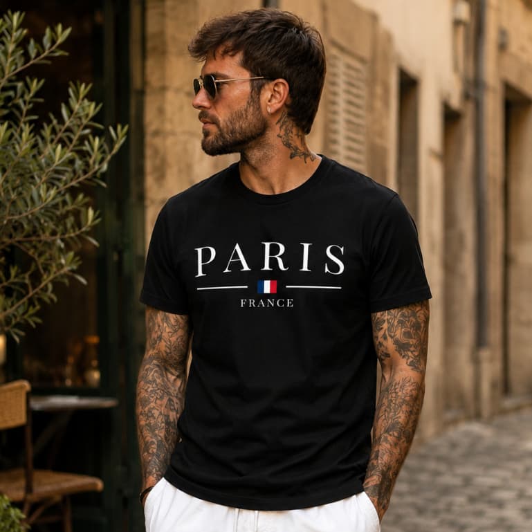 Camiseta Masculina Paris France Camisa Estilosa Streetwear Fashion Algodão Premium Unissex