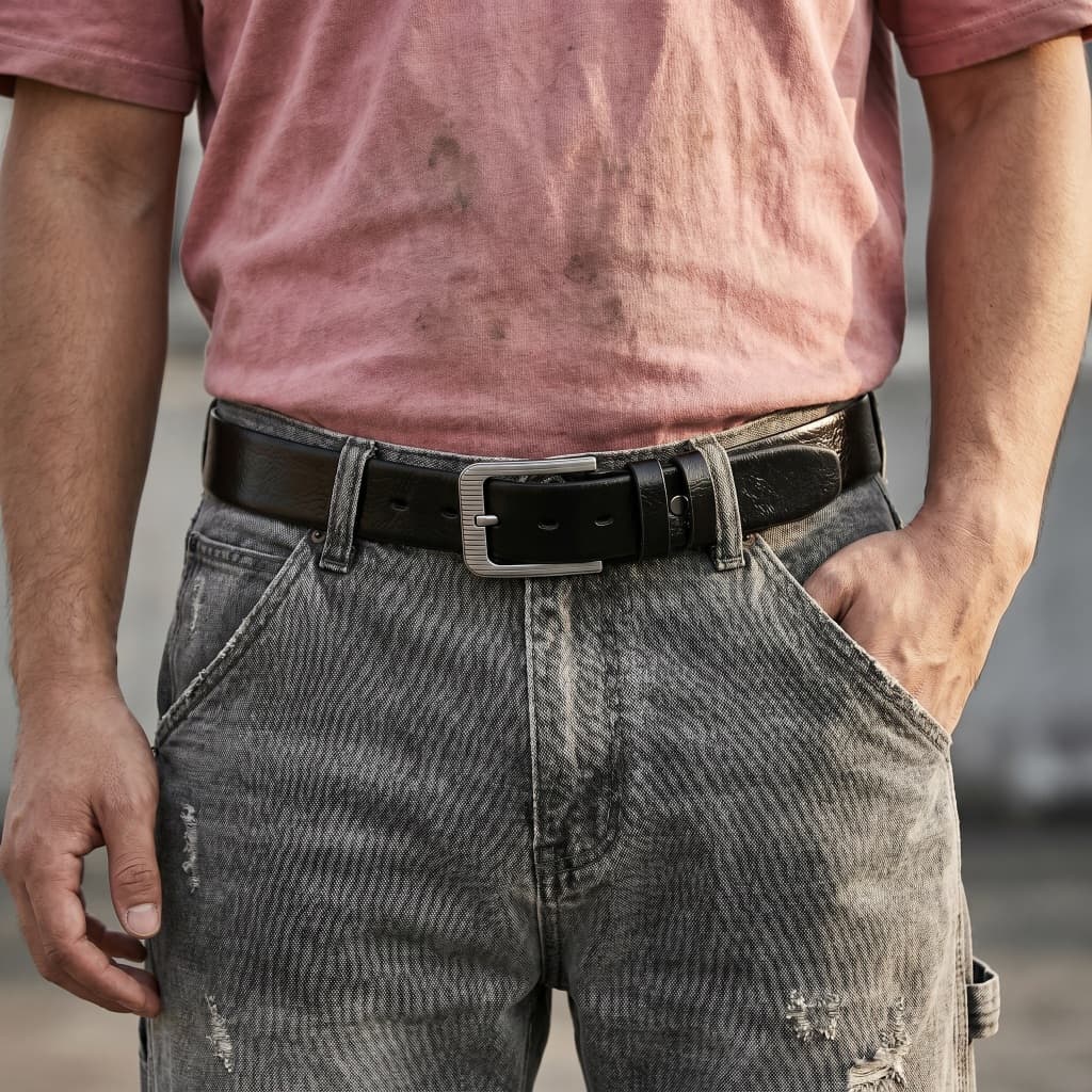 Cinto Masculino Social Ajustável Resistente E Duradouro couro Sintético Premium Fivela Larga De Metal Para Trabalho Diár