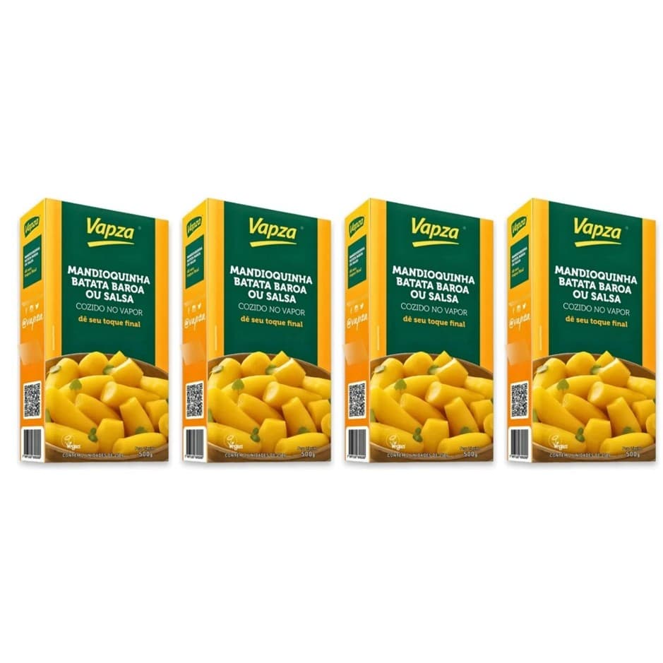 Kit 4 Caixas Mandioquinha Baroa Cozida No Vapor 500 Gr Vapza