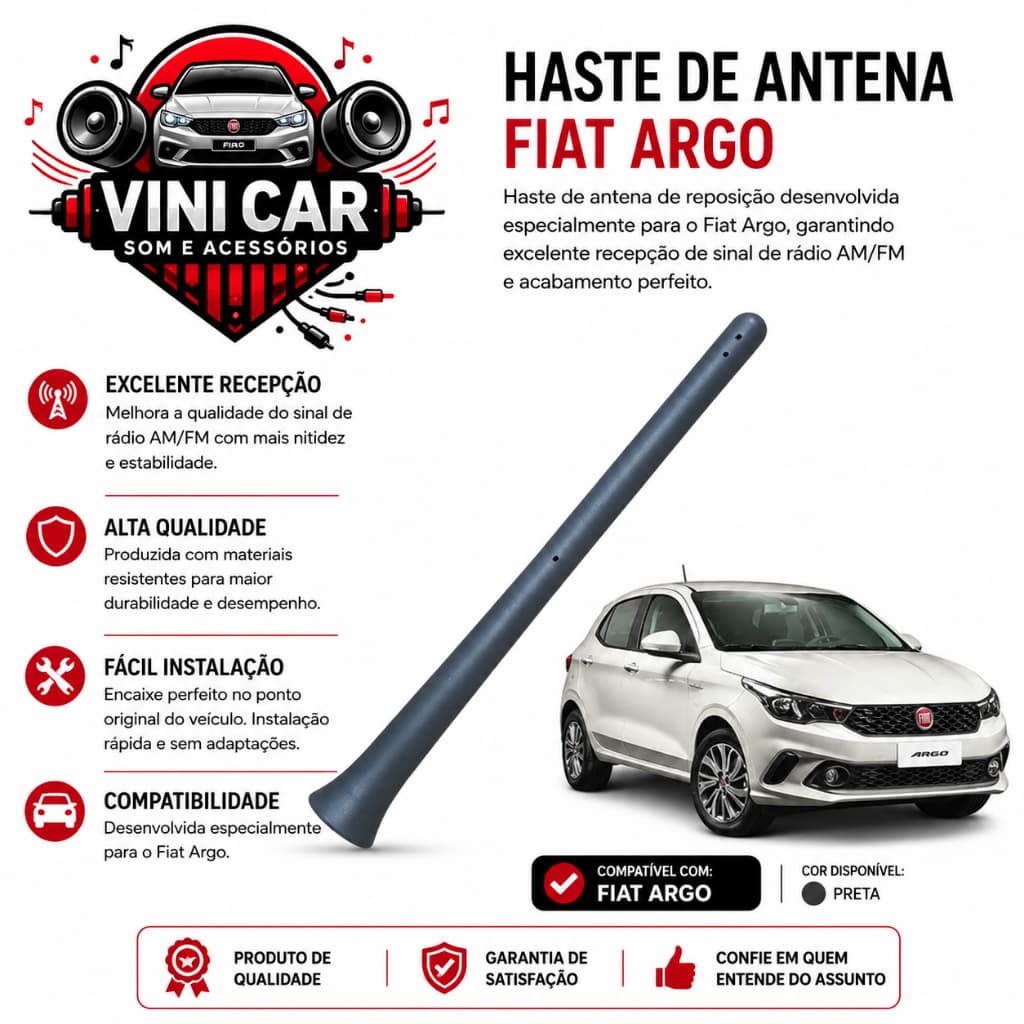 Haste Antena Teto Traseira Argo Anos 2018 2019 2020 2021