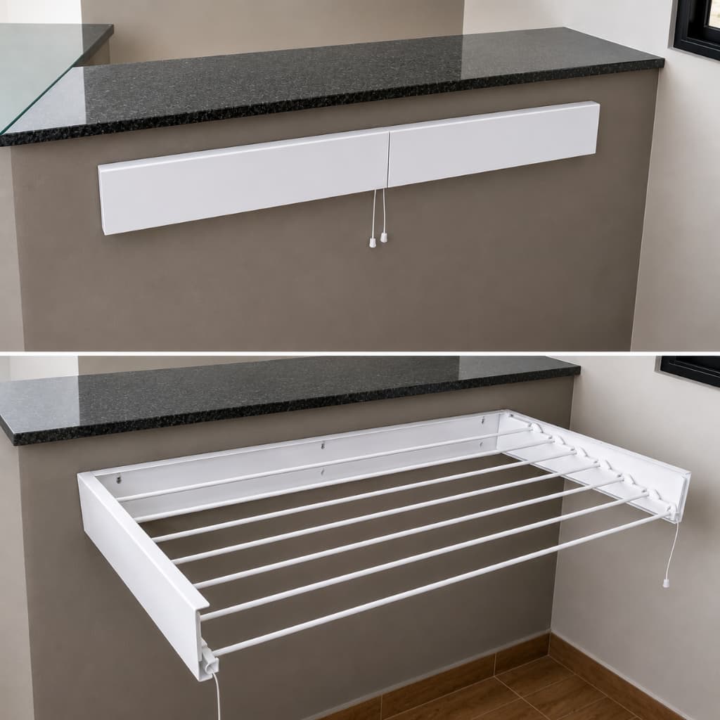 Varal Pratico de Aço galvanizado Retrátil 120cm – 7 Varetas - Suporta Até 20kg