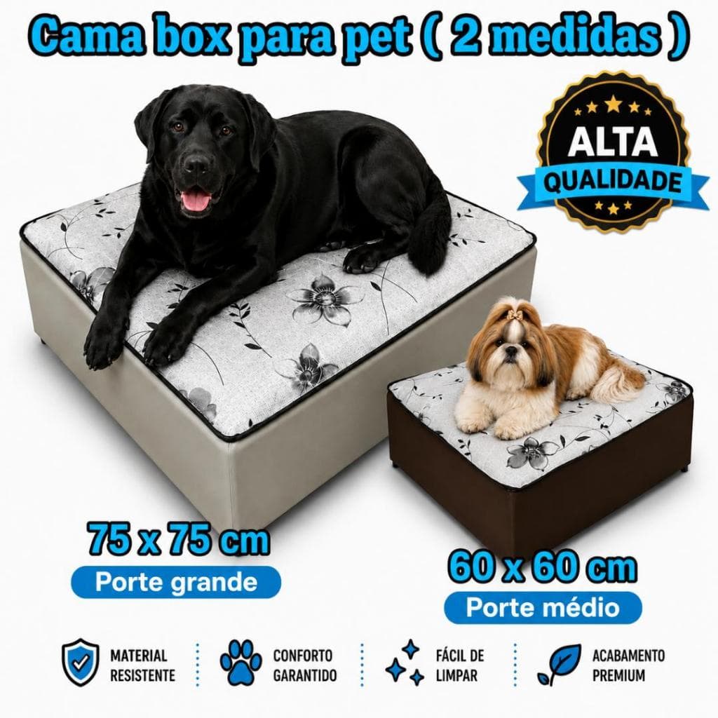 Cama Pet Box Grande para Cachorro e Gatos Aconchegante Resistente e Macia