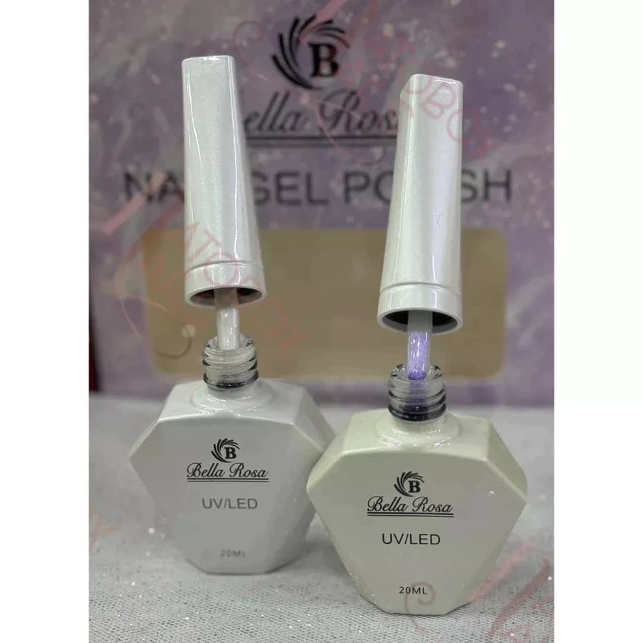 Kit 2 Esmalte Perolado E Aurora Em Gel 20ml Secar Em Cabine Branco Coleçao Bella Rosa Lindo Bonito