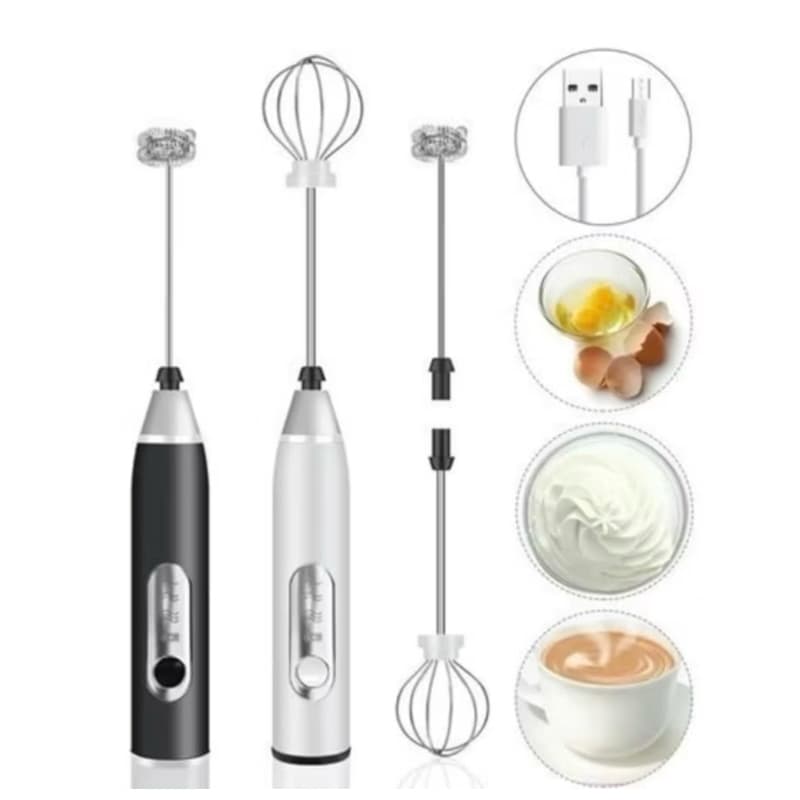 Batedor Misturador Mixer Elétrico 2 em 1 Para Bebidas Leite Café Clara de Ovo Portátil
