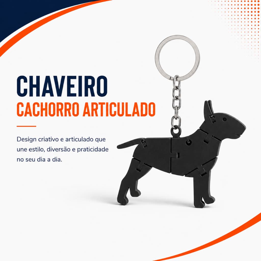 Chaveiro articulado cachorro estimação pet organização chaves