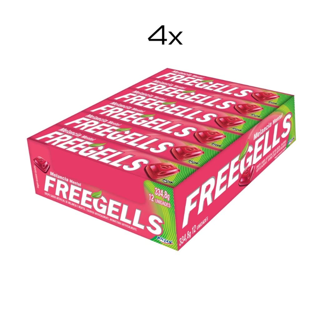 Freegells Drops Melancia – Kit com 4 Displays de 12x31g