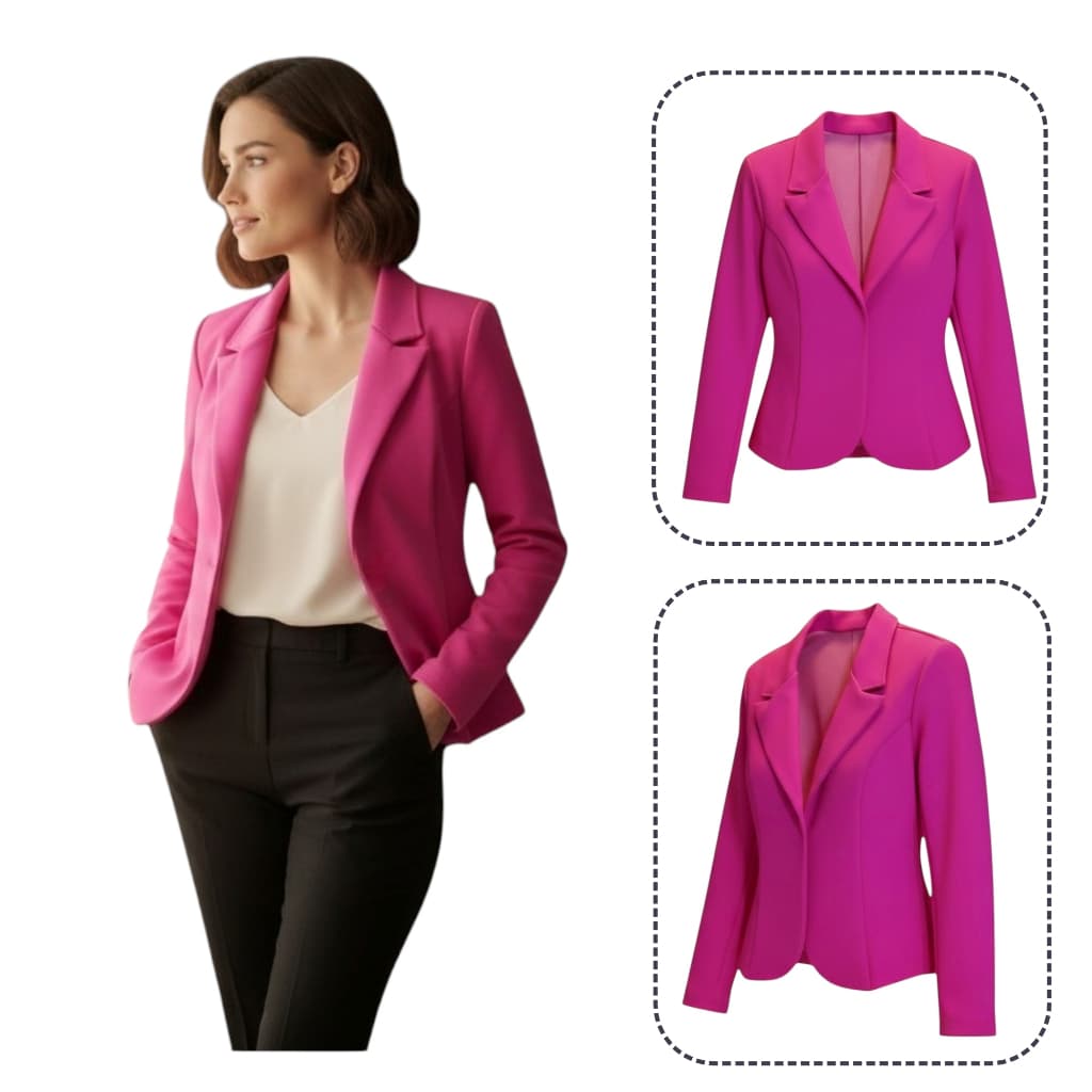 Blazer Feminino Acinturado Social Casual Casaco Escritorio Atemporal Manga Comprida Rosa/Pink