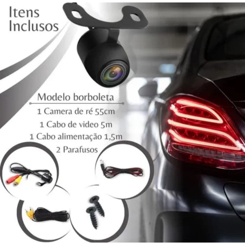 Câmera De Ré Automotiva Borboleta Universal Estacionamento Carro Visão Noturna Colorida