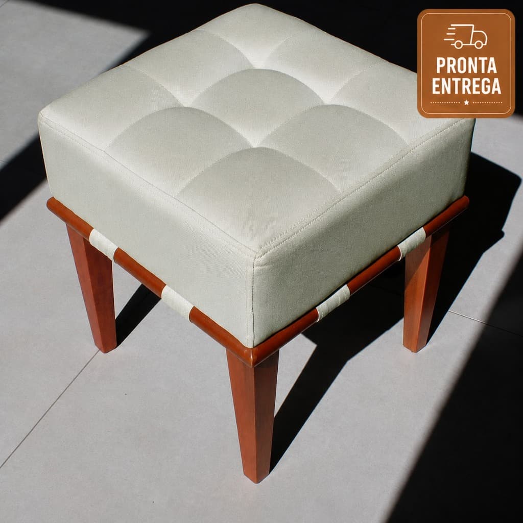Puff Descanso De Pés Quadrado Com Alto Conforto Altura 43 Cm