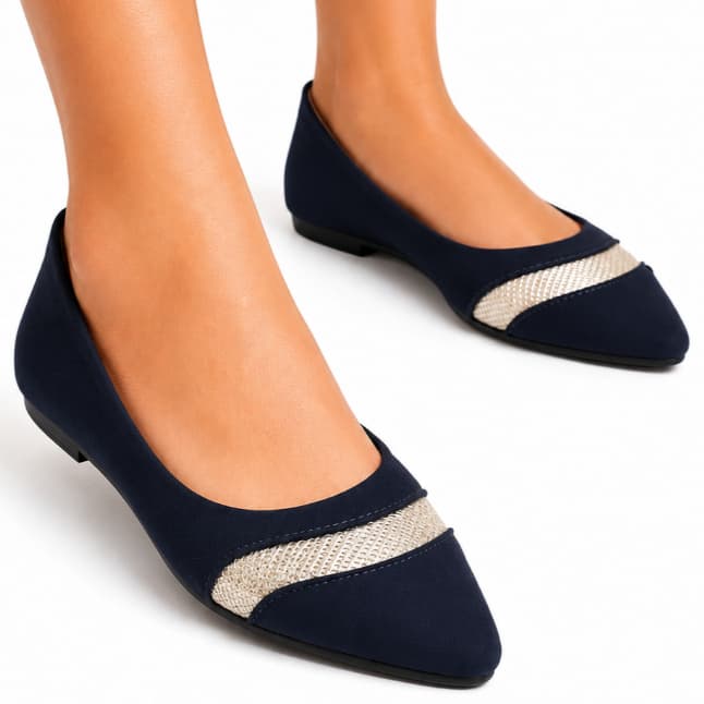 Sapatilha Feminina Bico Fino Strass Elegante Confortável