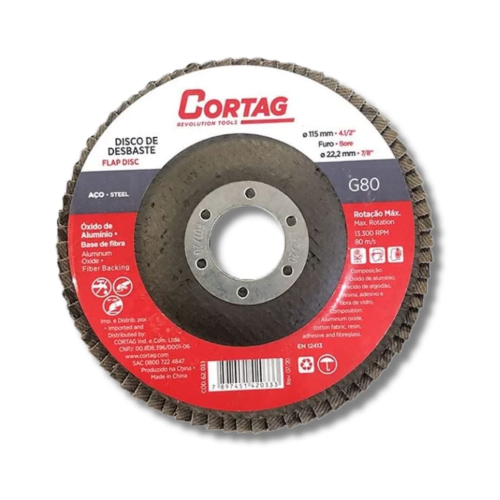 Disco De Desbaste Flap 4.1/2 - 115mm G80 Cortag