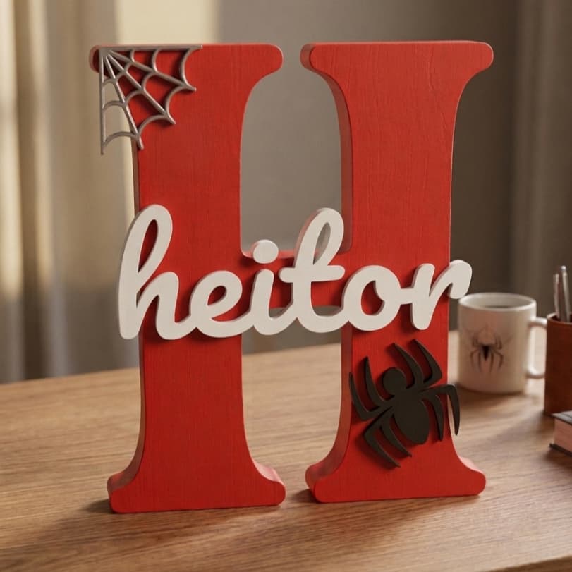 Letreiro Personalizado Infantil Nome Decorativo Quarto Impressão 3D - Presente - Festa - Aranha