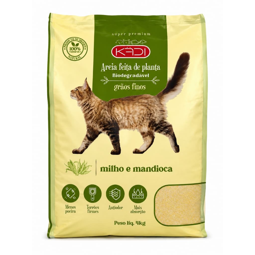 AREIA HIGIÊNICA Biodegradável KADI 4KG  Para Gatos E Roedores- IDEAL PARA SEU GATO