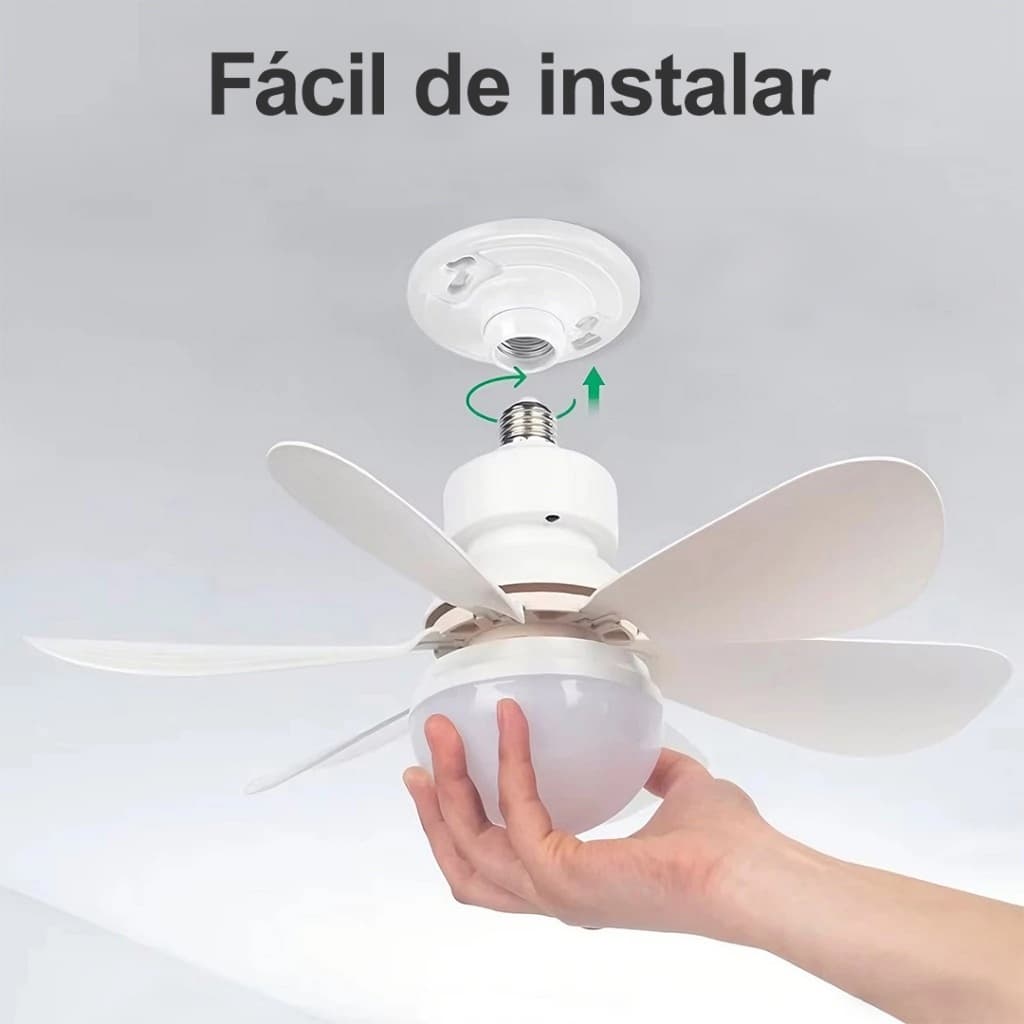 Ventilador de Teto com Luminária LED Silencioso para Sala e Quarto 3 Cores E27 Silencioso 3 Velocidades