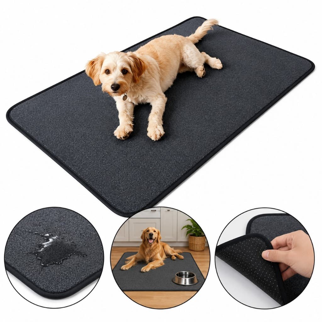 Tapete Caminha Pet Inverno Fibra Lã Impermeável 80x60cm Preto Macio Cães Gatos