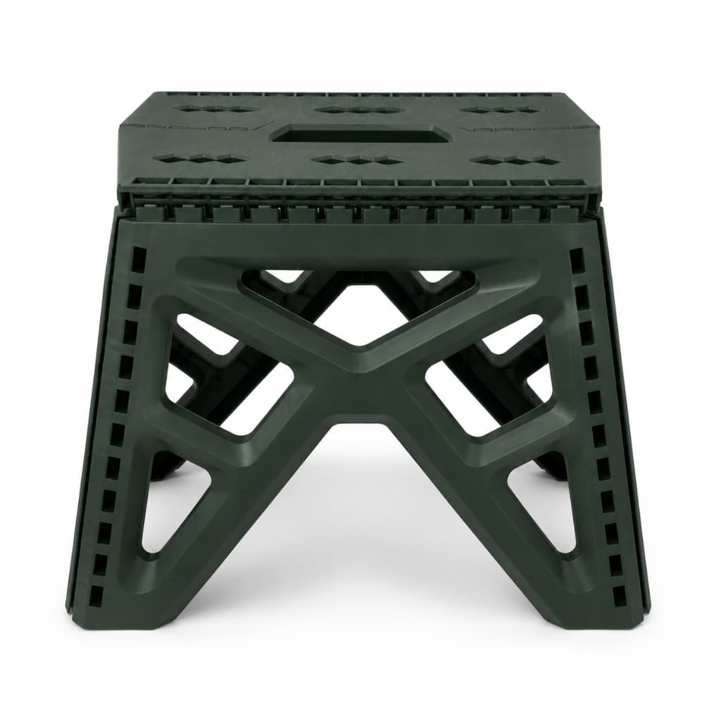 Banqueta Dobrável Retrátil Portátil Compacta Reforçada Alta Resistência Multiuso Verde Premium Ajustável